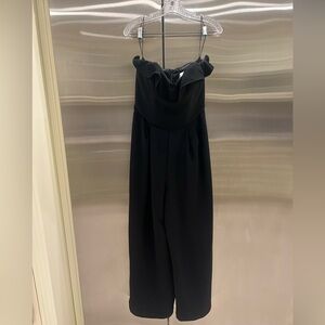 Mark & James Badgley Mischka Black Ruffle Strapless Jumpsuit